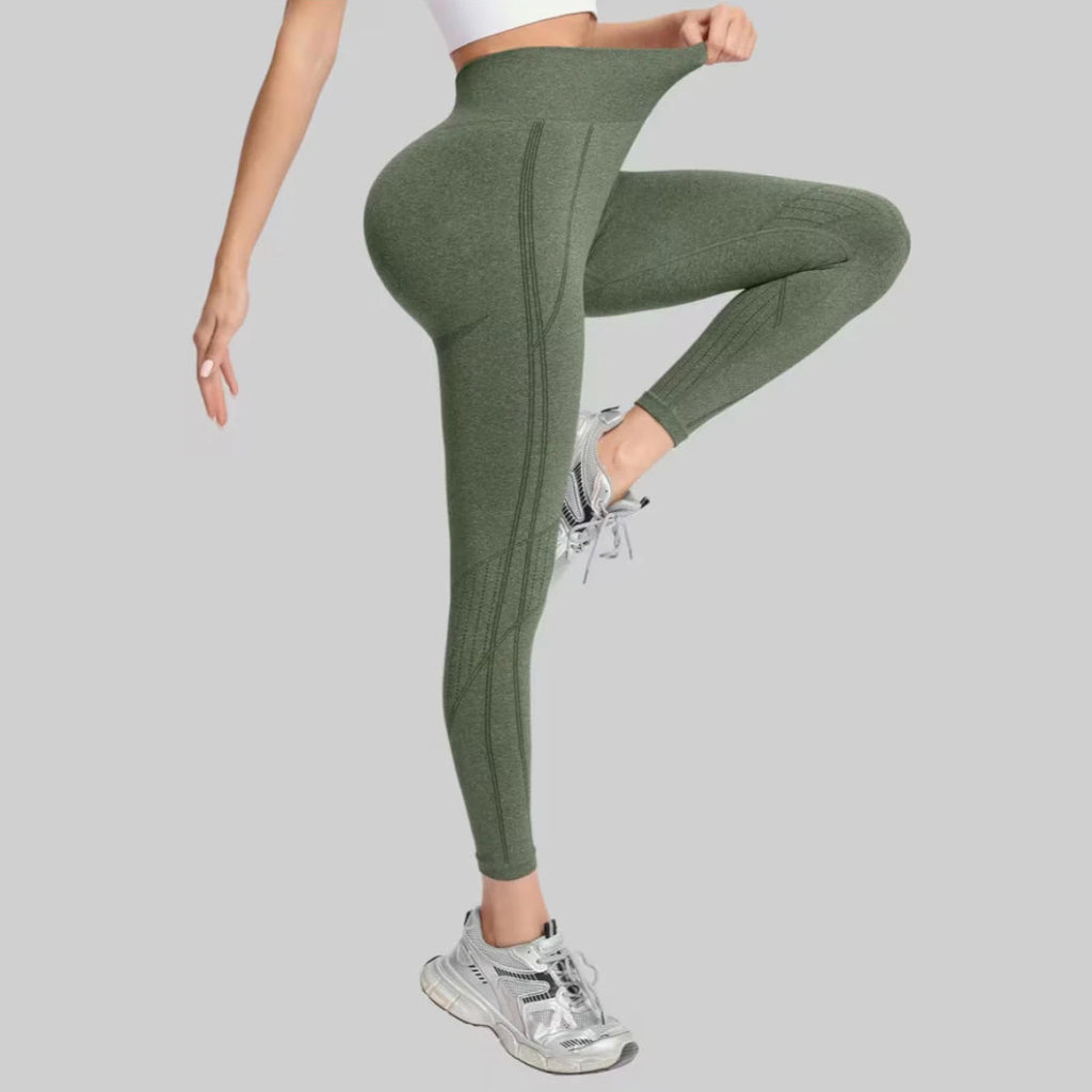 Women's Seamless Elastic High-Waisted Shaping Sports Leggings Moisture-Wicking Butt-Lifting Pants for Running Yoga Fitness