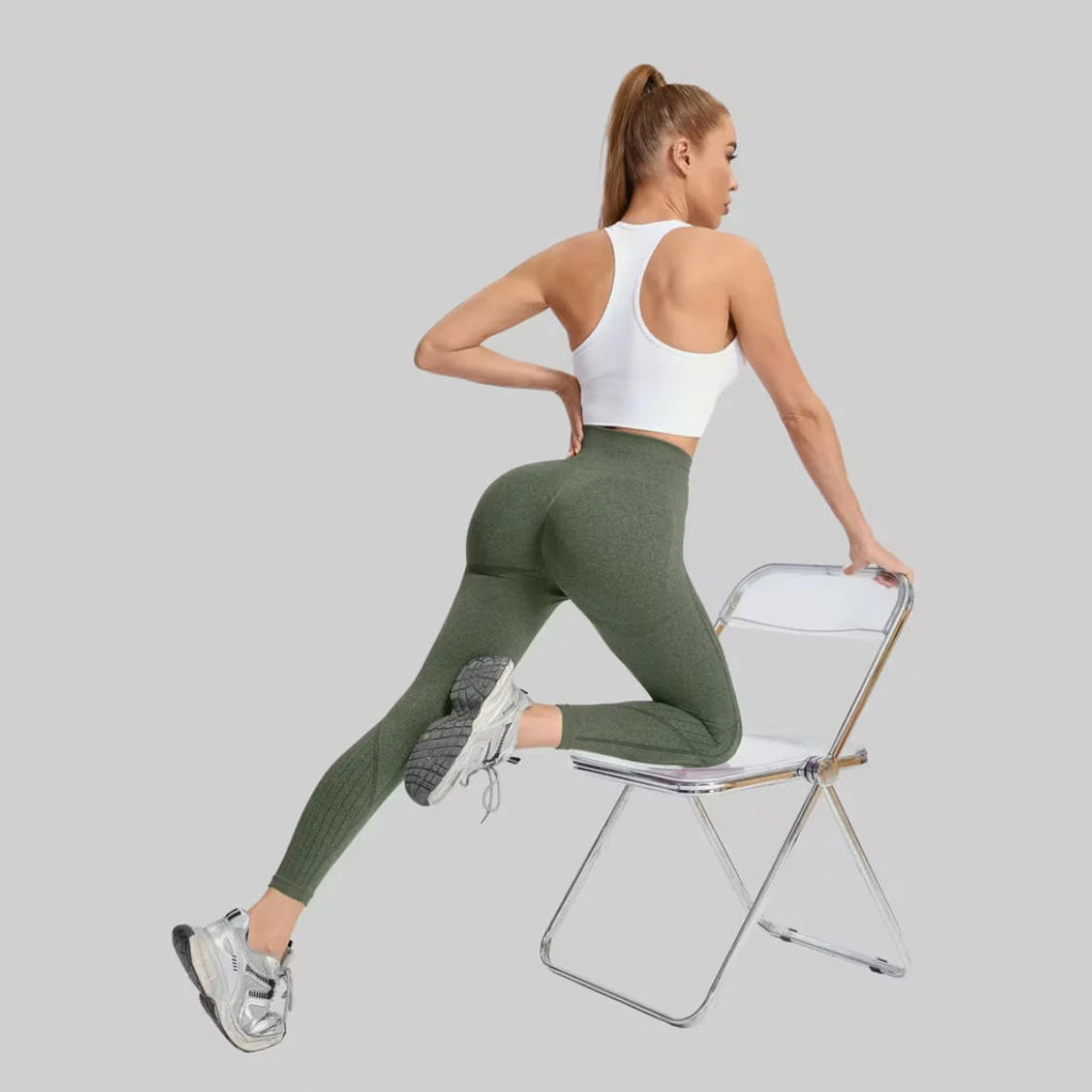 Women's Seamless Elastic High-Waisted Shaping Sports Leggings Moisture-Wicking Butt-Lifting Pants for Running Yoga Fitness