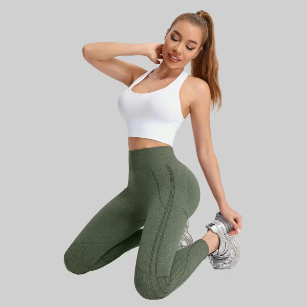 Women's Seamless Elastic High-Waisted Shaping Sports Leggings Moisture-Wicking Butt-Lifting Pants for Running Yoga Fitness