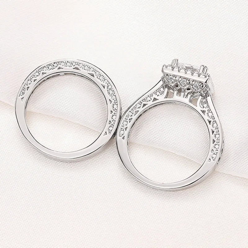 T0047 Princess Cut Diamond Engagement Ring White Gold Women's Natural G Color Diamond Band Jewelry