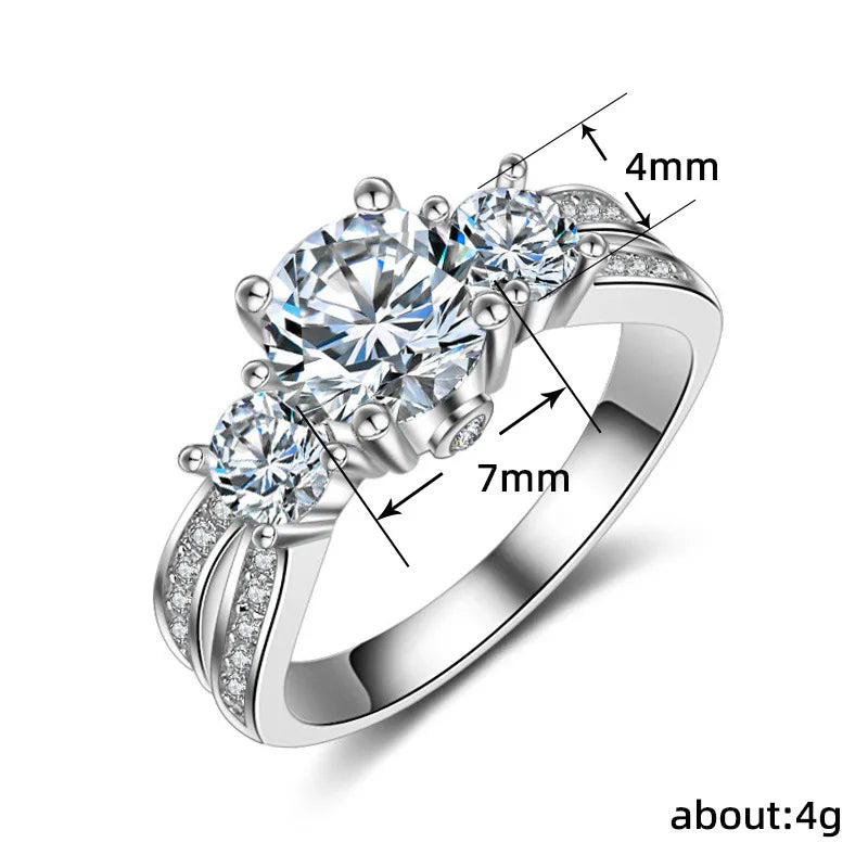 Q426 White Gold Diamond Ring Round Brilliant Cut Natural G Color Engagement Women's Jewelry