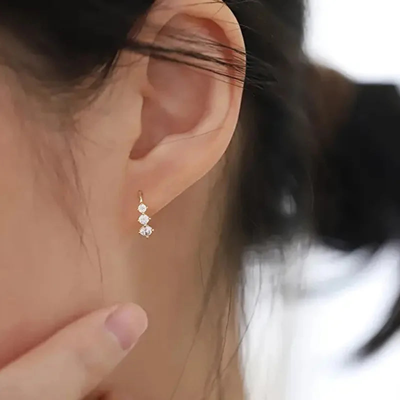 Nancy Fashion Drop Earrings White Gold Plated Crystal Rhinestone Geometric Classic Party Women's Jewelry