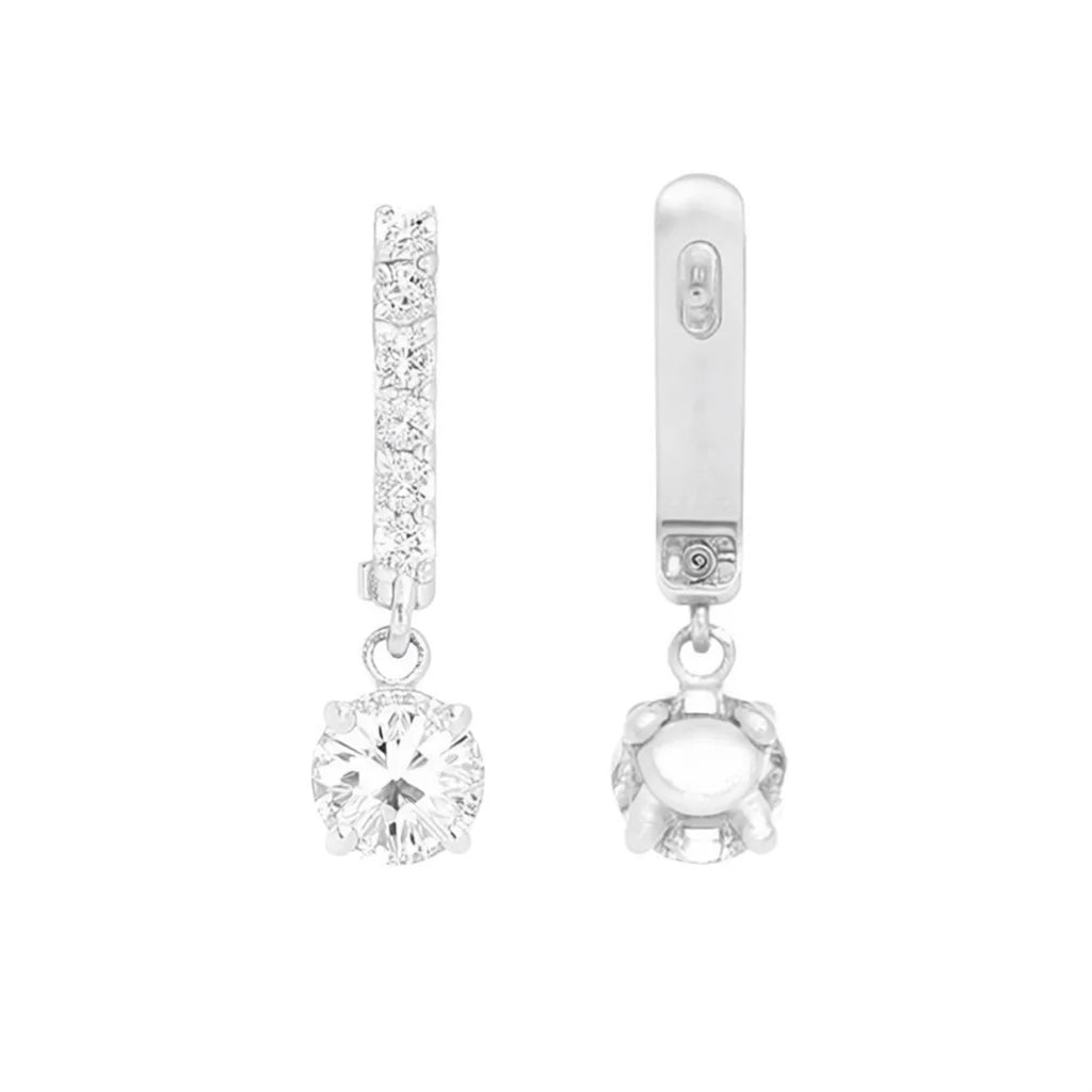 White Gold Diamond Earrings Round Brilliant Cut D Color Natural Women's Classic Engagement Jewelry