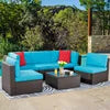 6 Pieces Patio Outdoor Living Room Furniture PE Wicker Breathable and Dirt-resistant Sectional Sofa Set