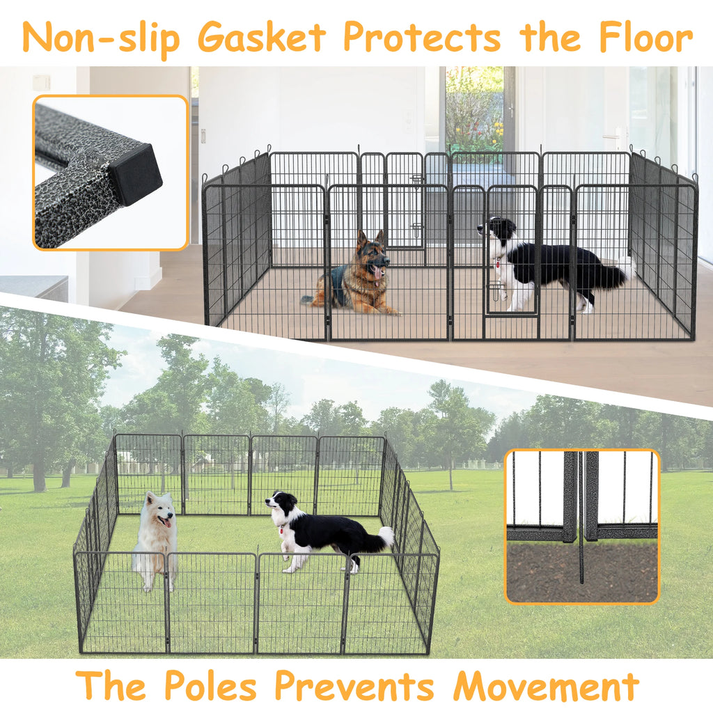Dog Playpen Outdoor 16 Panels Dog Pen 40" Height Dog Fence Exercise Pen with Doors for Large Medium Small Dogs