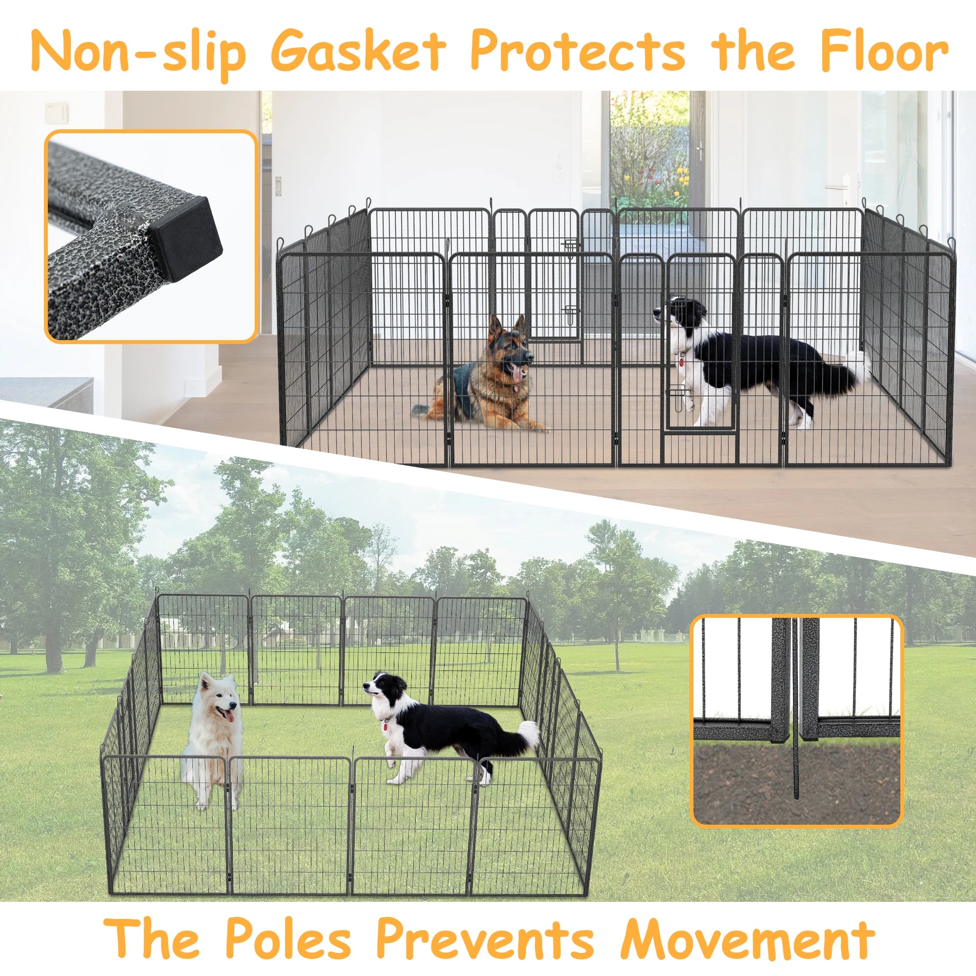 Dog Playpen Outdoor 16 Panels Dog Pen 40" Height Dog Fence Exercise Pen with Doors for Large Medium Small Dogs