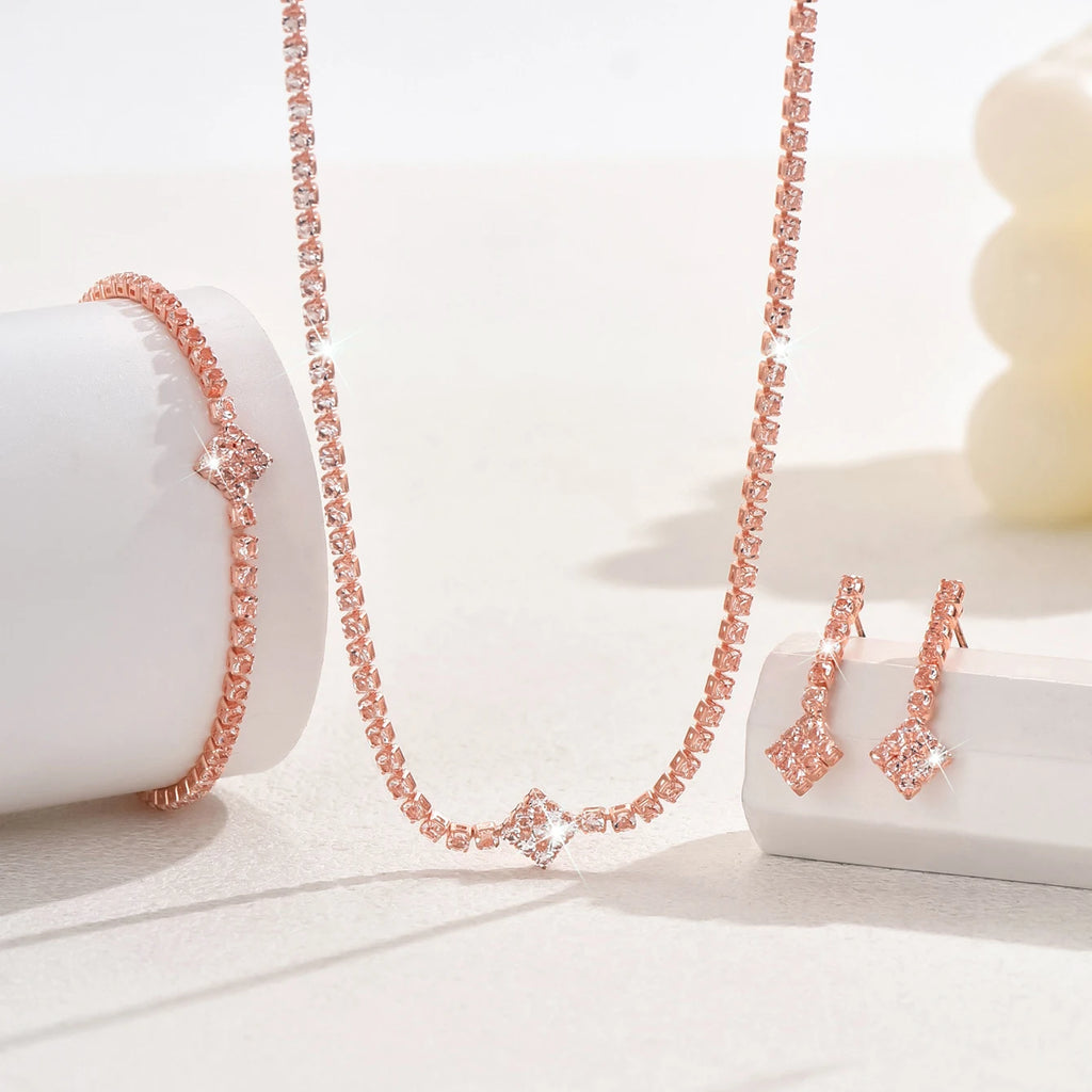 Rose gold jewelry Niche Fashion Personality High-end Sense Versatile Claw Chain Necklace Earring Bracelet Set