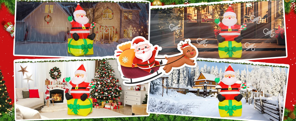 COMIN 7 Ft Christmas Indoor/Outdoor Party Decorations Santa Claus Figurine with LED Lights for Garden Lawn & Yard Blow Decor