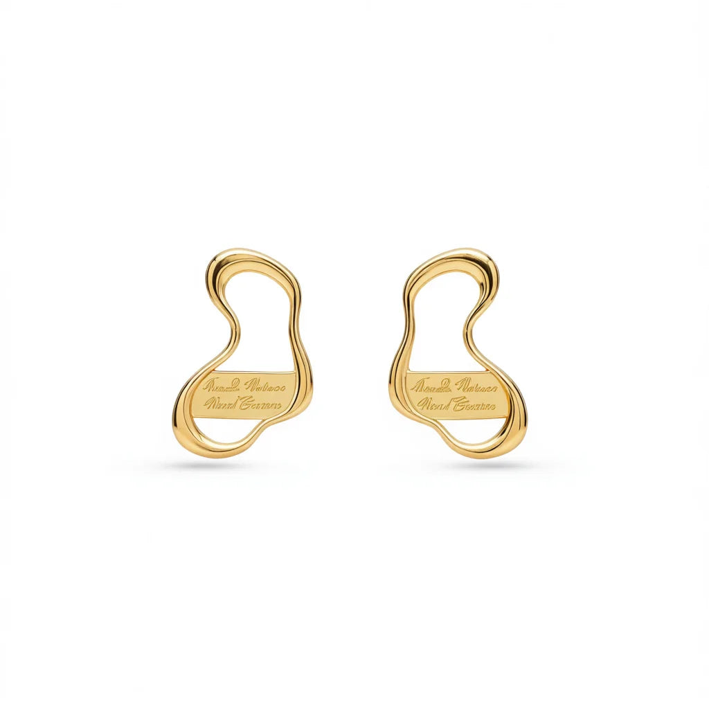 Mona Gennaro Gold Plated Stud Earrings Minimalist Design Unisex Everyday Wear Yellow Gold Jewelry