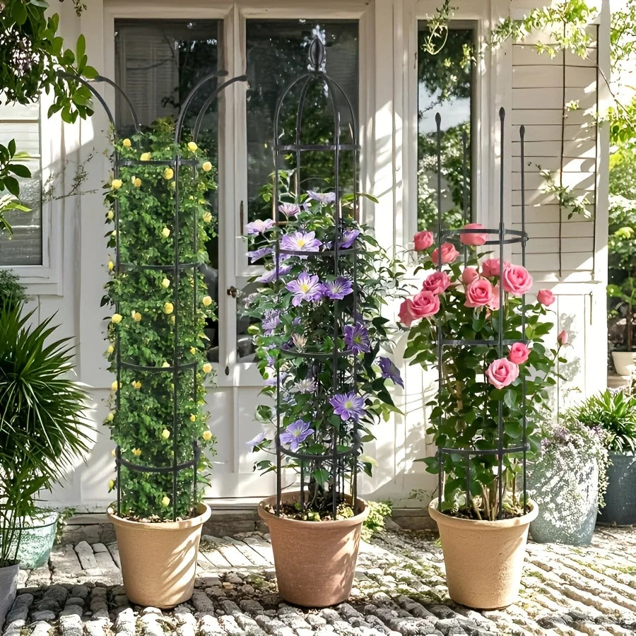 2Pack Obelisk Trellis for Climbing Plants Outdoor 6.6ft, Garden Tower Trellis for Potted Plants Indoor with Twist Tie