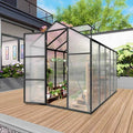 6*10FT Greenhouse Polycarbonate Walkin Greenhouse for Outdoor with Vent Lockable Door Heavy Duty Aluminum Green House for Garden
