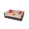 6 Pieces Patio Outdoor Living Room Furniture PE Wicker Breathable and Dirt-resistant Sectional Sofa Set