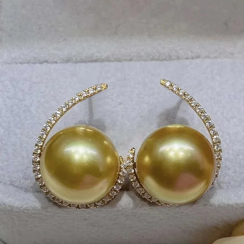 E3653 Modern Geometric Earrings Black Gold Imitation Pearl Studs Party Women's Jewelry