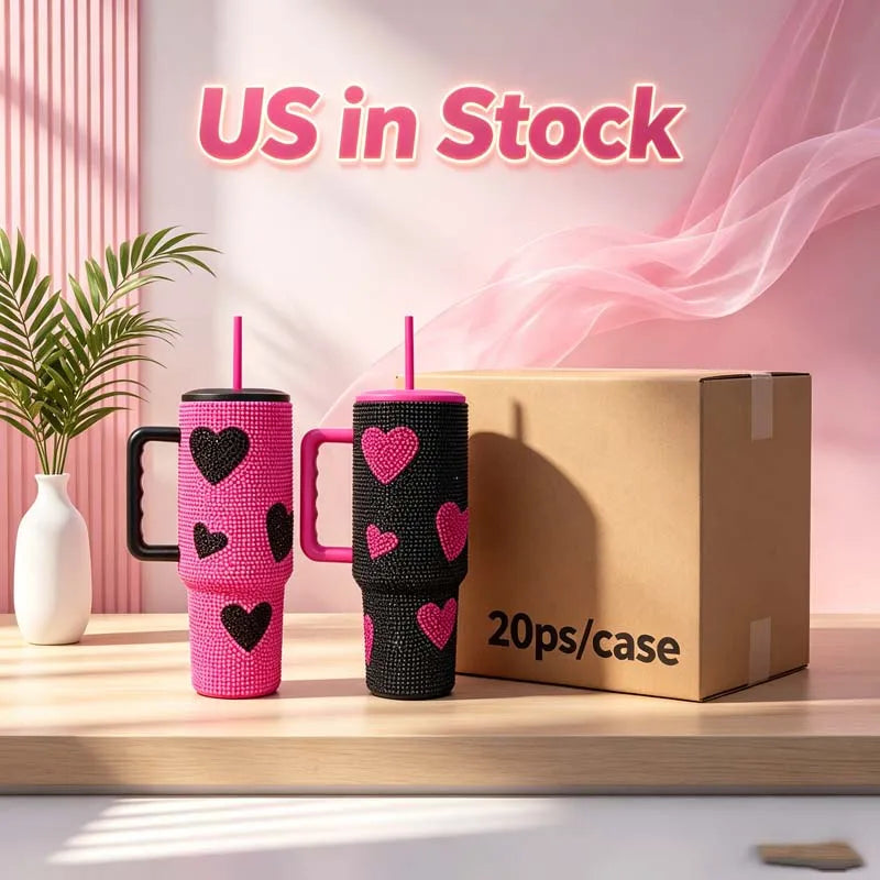 Us Warehouse 40 OZ Sparkle Rhinestone Shatterproof Travel Mug 40OZ insulated Tumbler for Home Office Outdoor Daily Use
