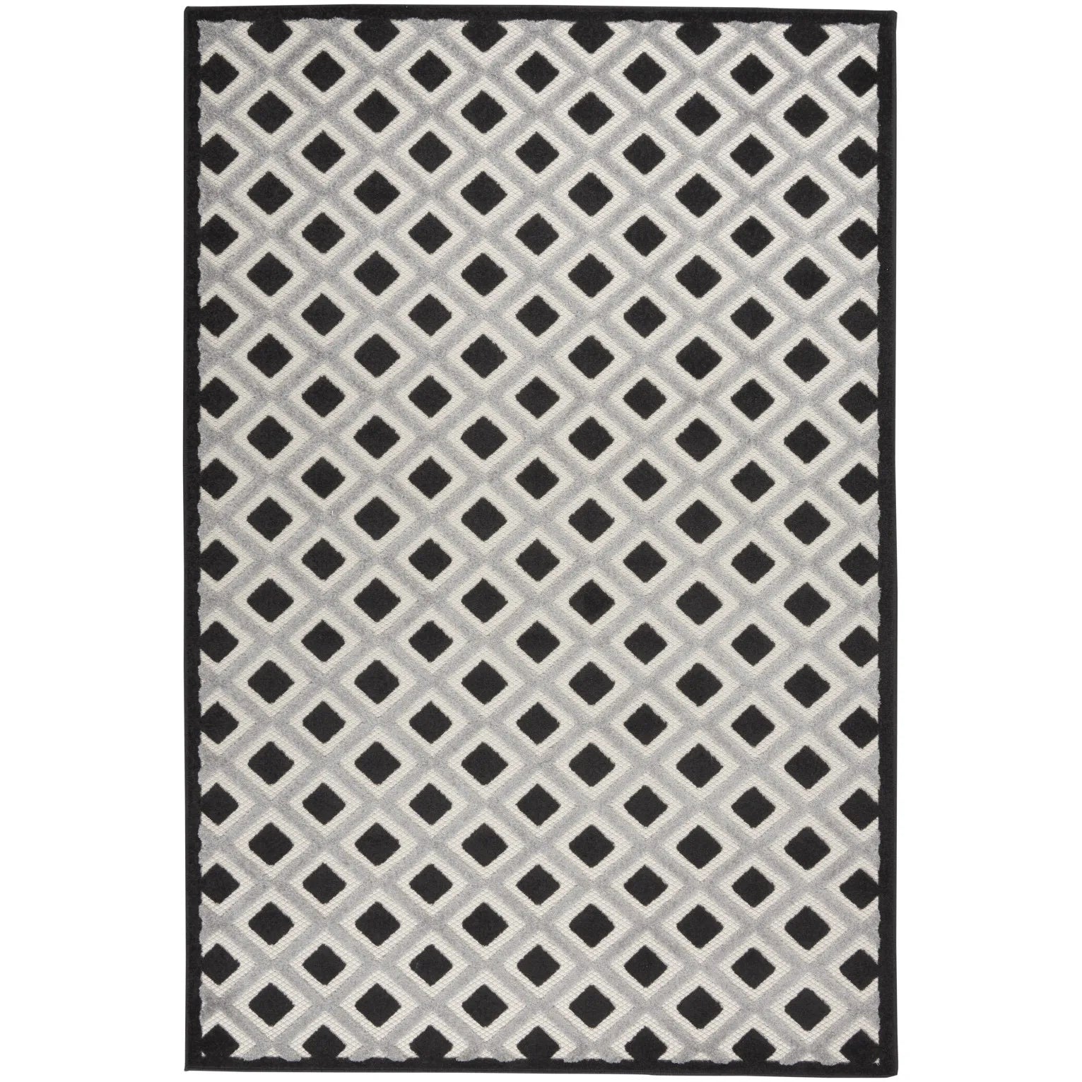 HMS Black and White Geometric Indoor/Outdoor Area Rug 4' X 6'