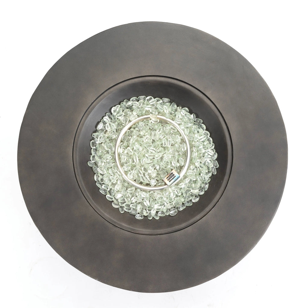 40000BTU Indoor/Outdoor Modern Small MGO Fire Pit Table Round Propane Gas Fire Bowl with Glass for Patio and Garden Parties