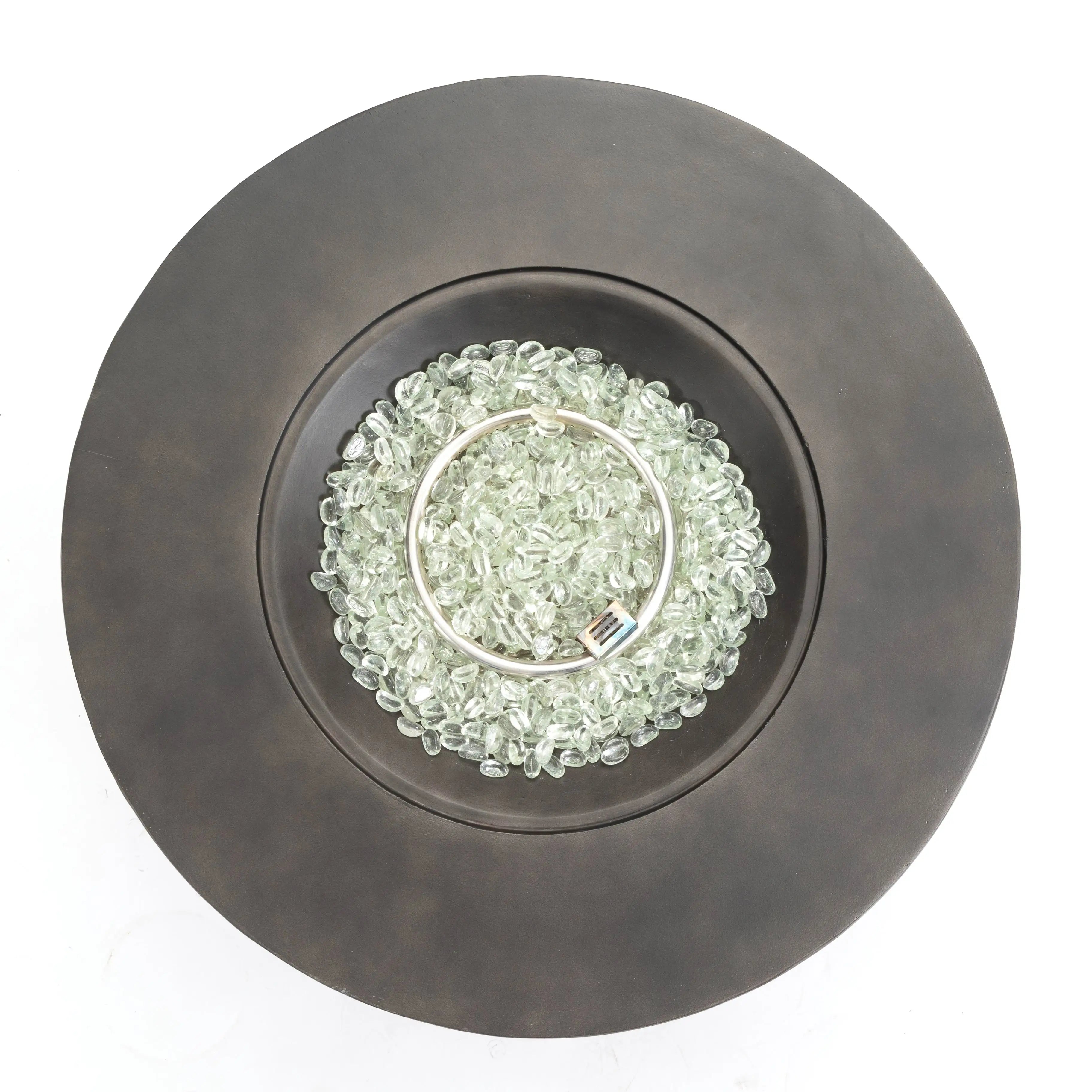 40000BTU Indoor/Outdoor Modern Small MGO Fire Pit Table Round Propane Gas Fire Bowl with Glass for Patio and Garden Parties
