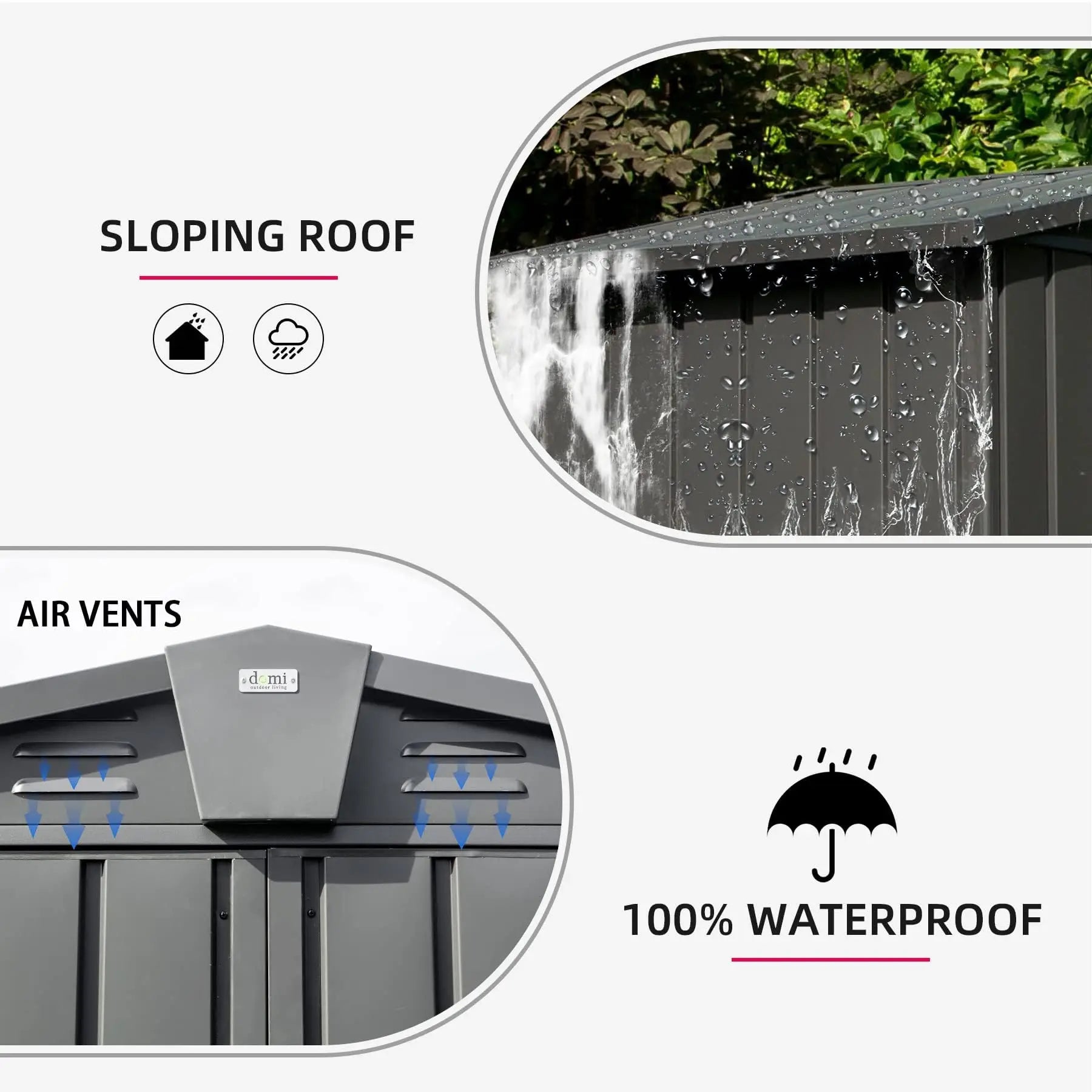 Outdoor Storage Shed Lockable Double Door Galvanized Steel Metal Tool Shed for Patio Furniture Outdoor Furniture