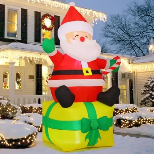 COMIN 7 Ft Christmas Indoor/Outdoor Party Decorations Santa Claus Figurine with LED Lights for Garden Lawn & Yard Blow Decor