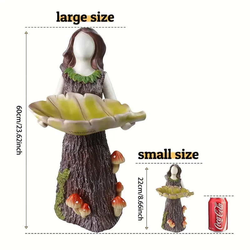 Enchanted Fairy Bird Feeder Resin Sculpture, Whimsical Garden Decor for Outdoor Patio, Magical Feeding Station for Wild Birds