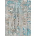 HMS 8' X 10' Teal Blue and Ivory Abstract Indoor Outdoor Area Rug Washable Set