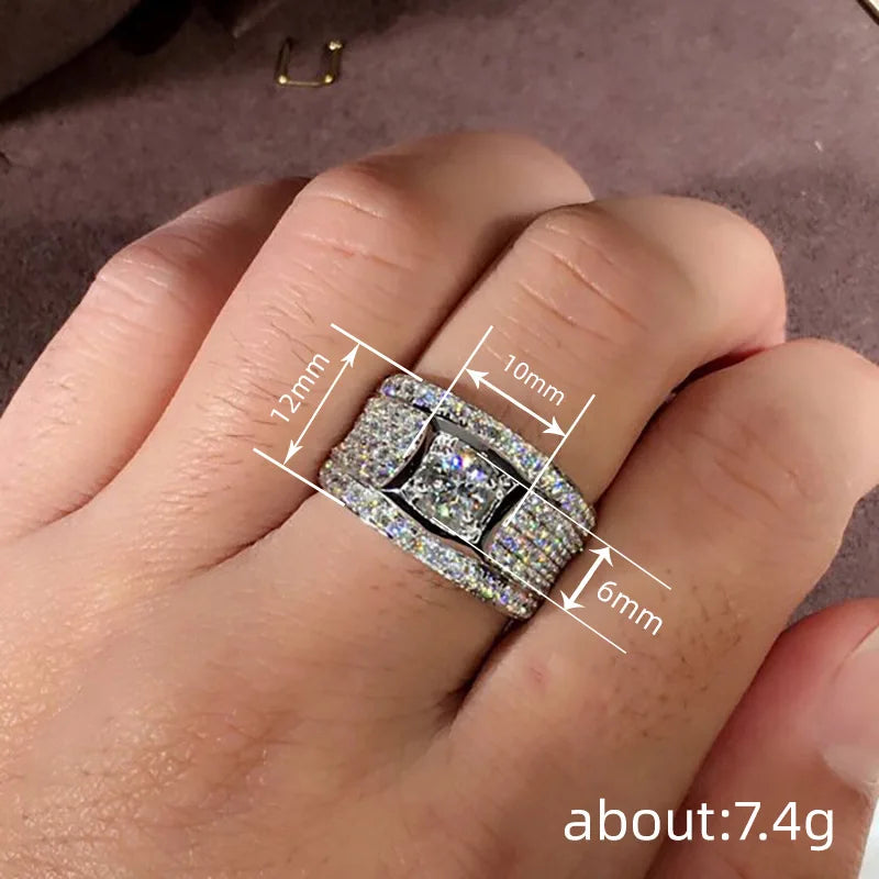 T0902 Women's White Gold Emerald Cut Diamond Ring Natural G Color Engagement Jewelry With Side Diamonds