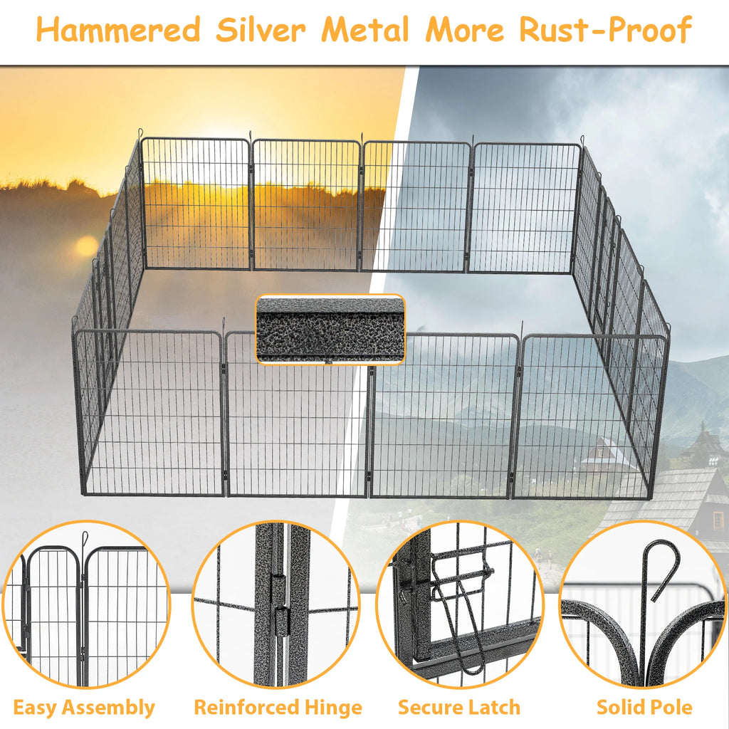 Dog Playpen Outdoor 16 Panels Dog Pen 40" Height Dog Fence Exercise Pen with Doors for Large Medium Small Dogs