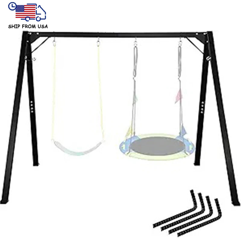 Zoshine Heavy-Duty Outdoor Swing Frame with High Load-bearing Capacity Anti-Rust Swing Set in Stock