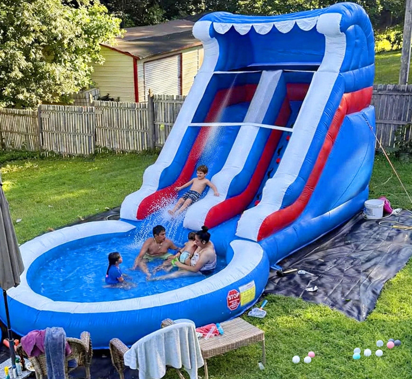 Factory Direct Commercial Grade PVC Backyard Outdoor Kids Adults Inflatable Water Slide with Splash Pool and Blower