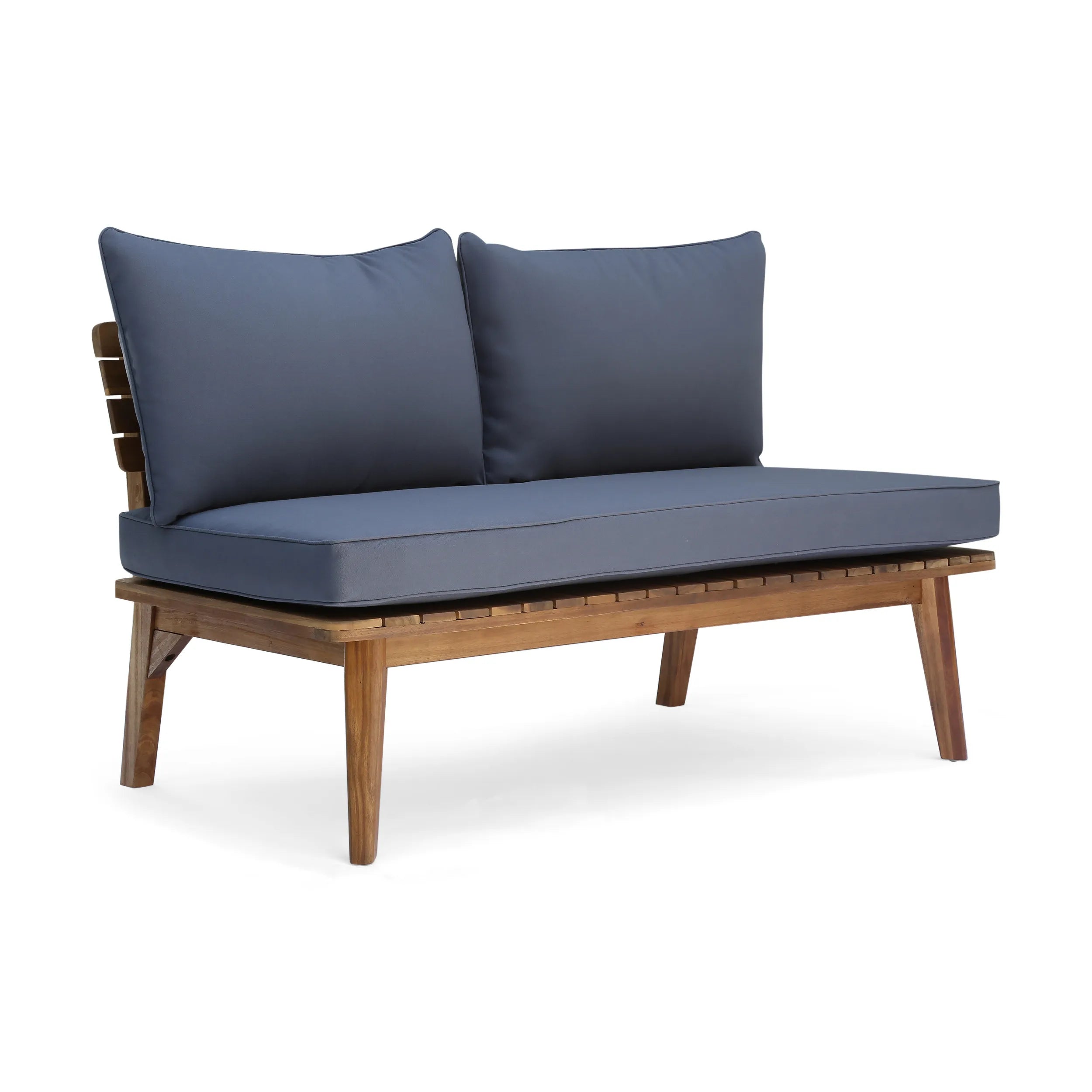 Modern Outdoor Patio Furniture Garden Set Loveseat Solid Wood & Fabric