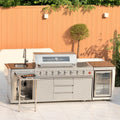 USA Warehouse In-Stock 304 Stainless Steel BBQ Gas Grill Station , Fitted Outdoor Garden Kitchen Setup Ideal for Gatherings