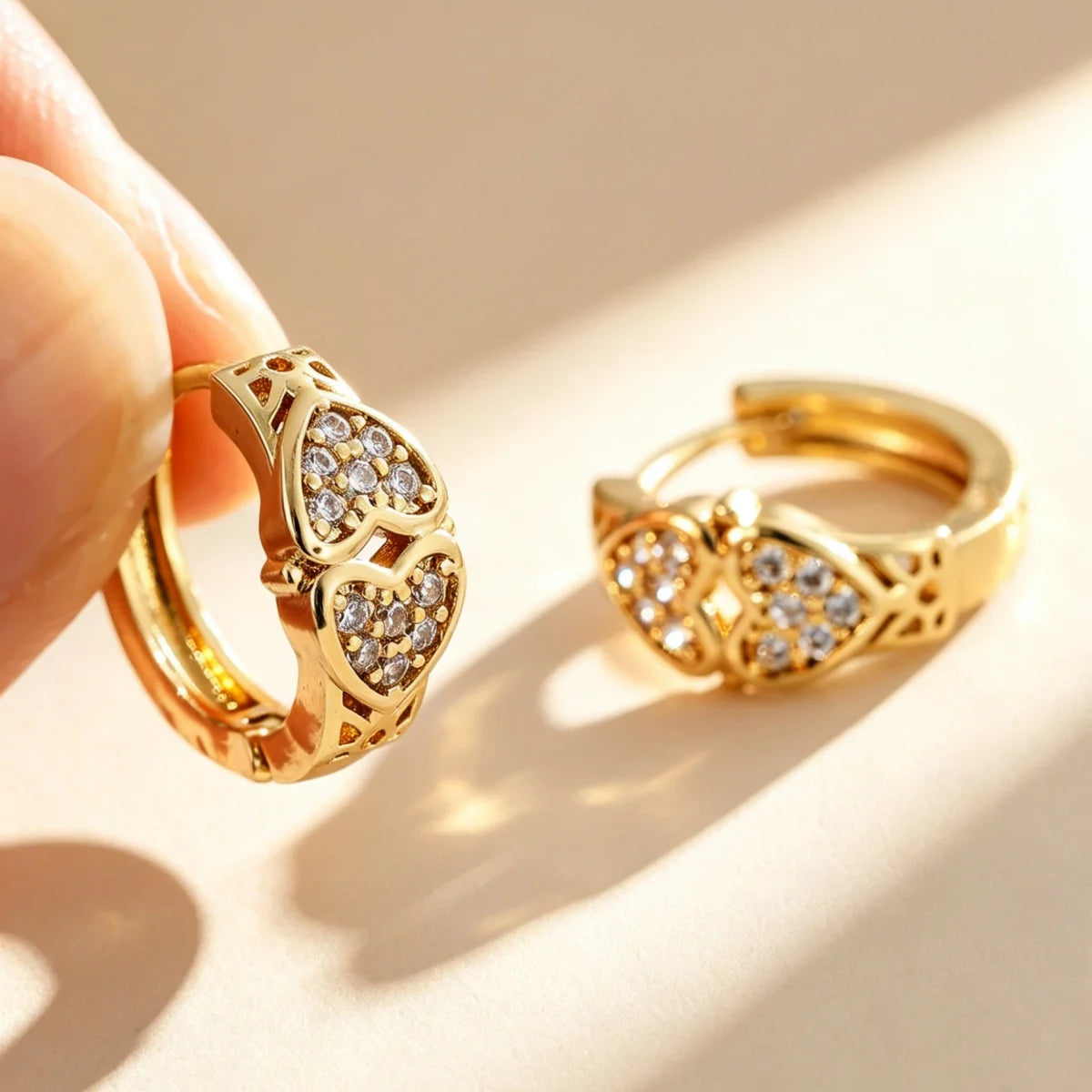 Fashion Trendy Copper Golden Heart Clip-on Earrings High Gloss Daily All-match Jewelry