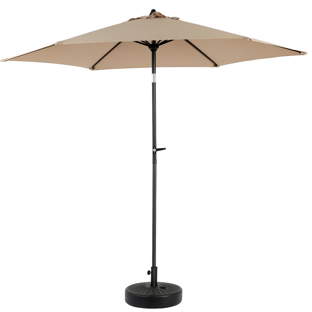 Modern Steel Outdoor Patio Table Umbrella Push Button Tilt Crank 6-Stick Ribs Eco-Friendly Outdoor Furniture Deck/Backyard/Pool
