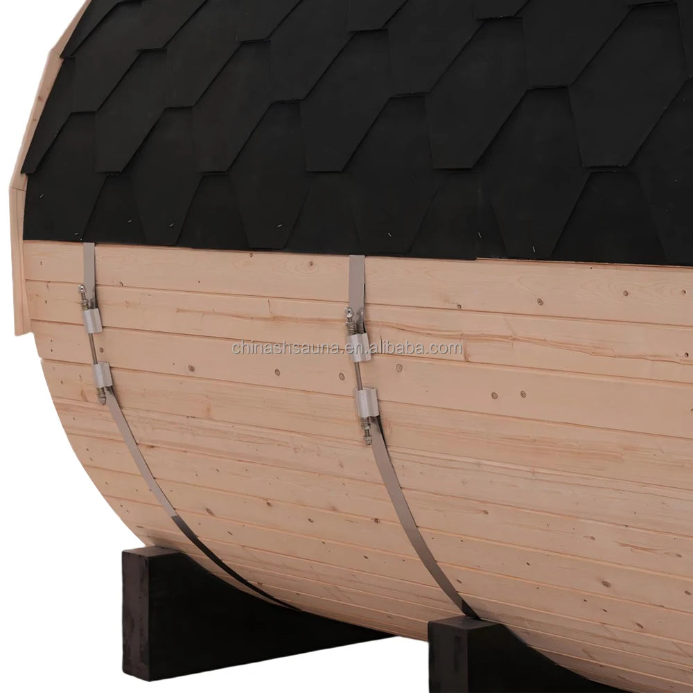 2-4 Person Outdoor Barrel Sauna - Premium White Pine Construction Traditional Dry Steaming Backyard Steam Relaxation Haven