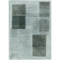 HMS 9' X 12' Teal Blue and Gray Geometric Indoor Outdoor Area Rug Washable Carpet