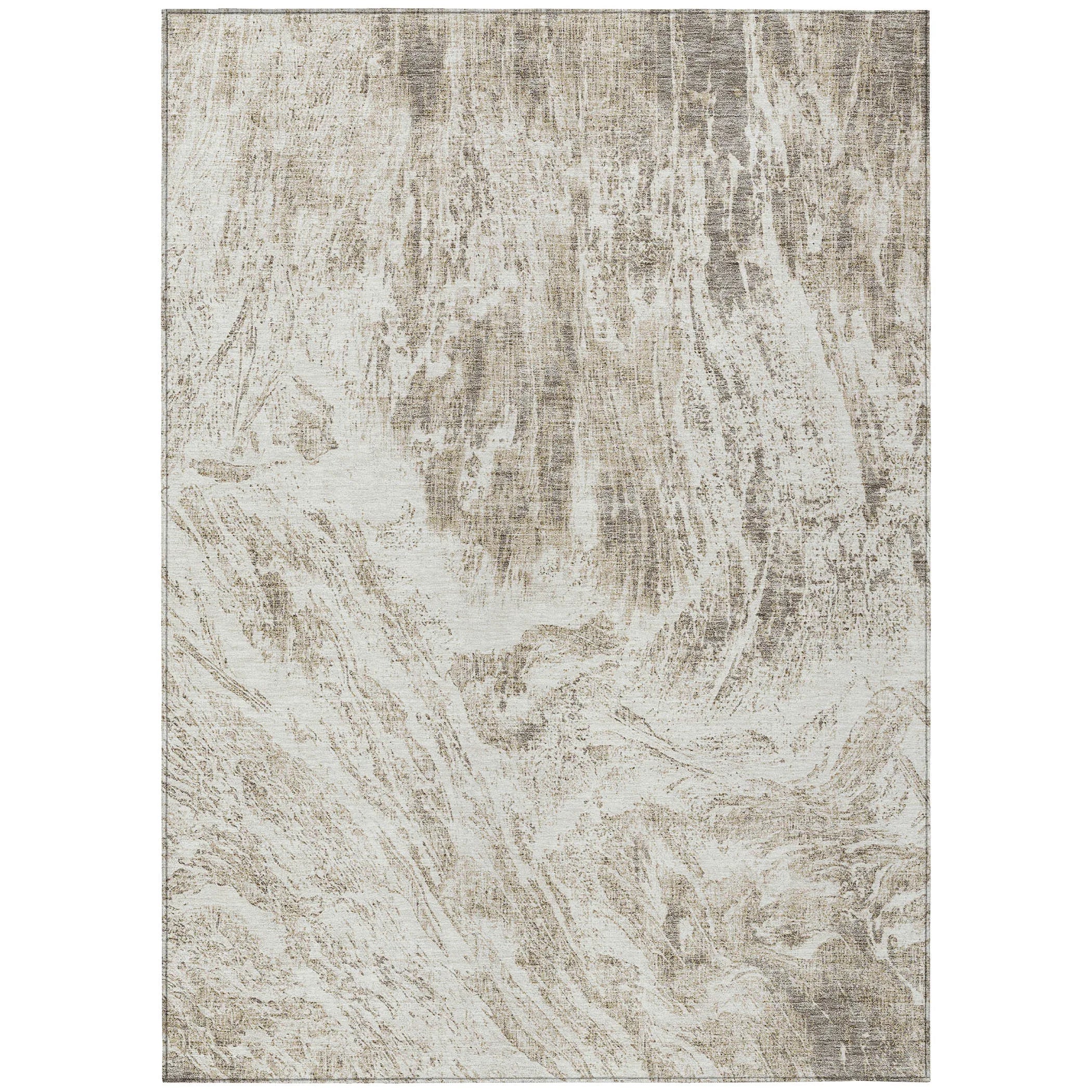 HMS 3' X 5' Sage and Ivory Abstract Indoor Outdoor Area Rug Washable and Stylish
