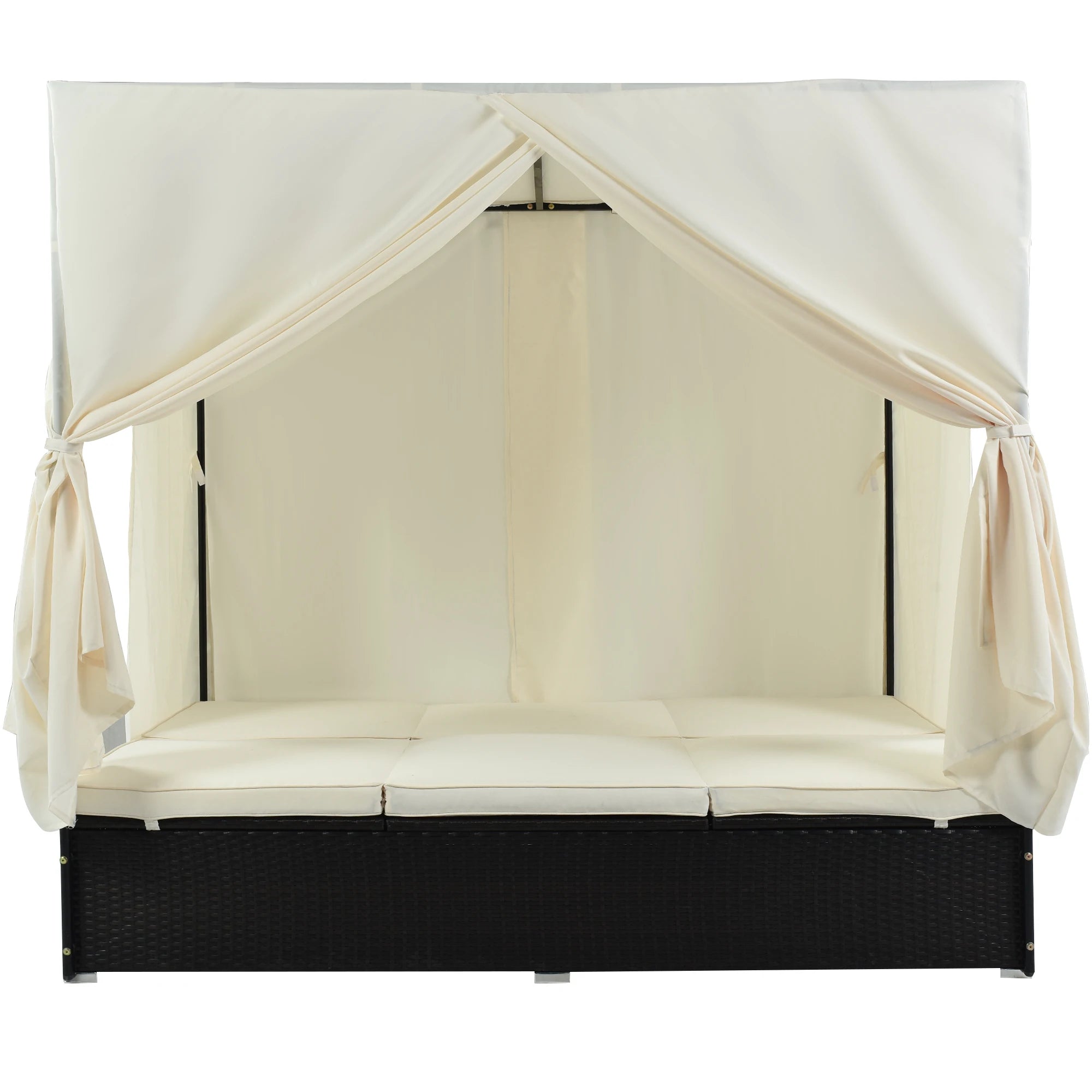 Modern Rattan Durable Luxury Outdoor Patio Sunbed Daybed with Cushions Adjustable Seats