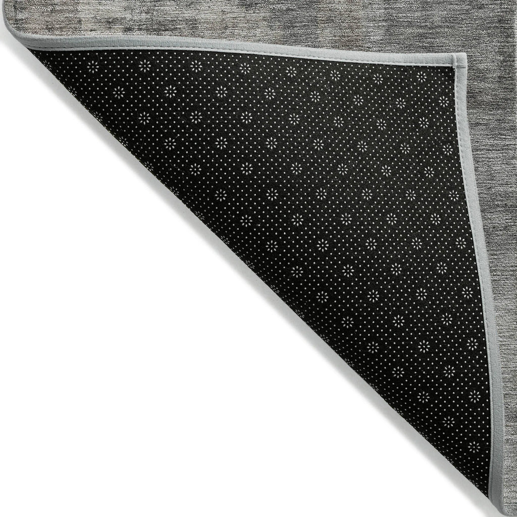 HMS 5' X 8' Abstract Washable Indoor Outdoor Area Rug in Pewter Khaki and Charcoal