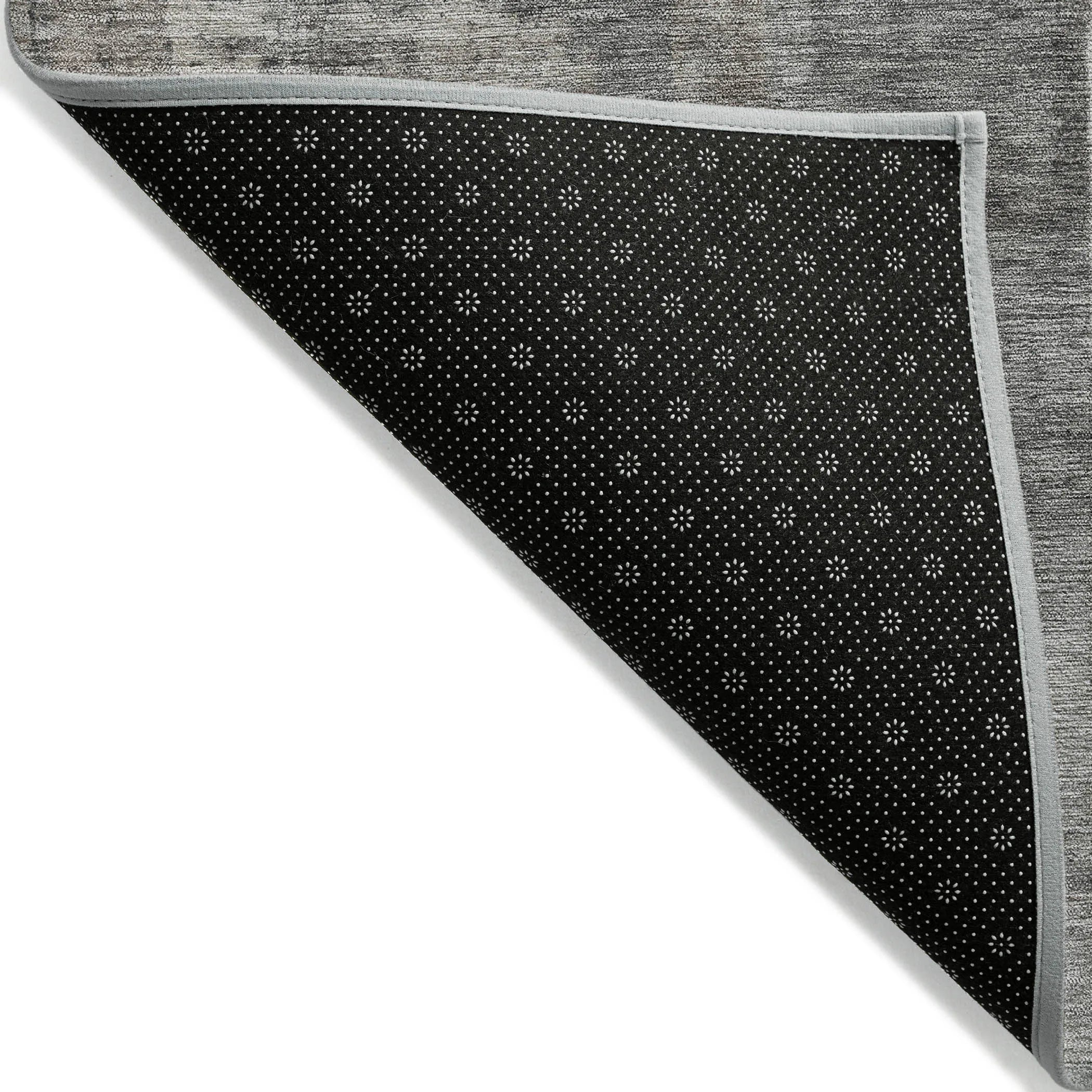 HMS 5' X 8' Abstract Washable Indoor Outdoor Area Rug in Pewter Khaki and Charcoal