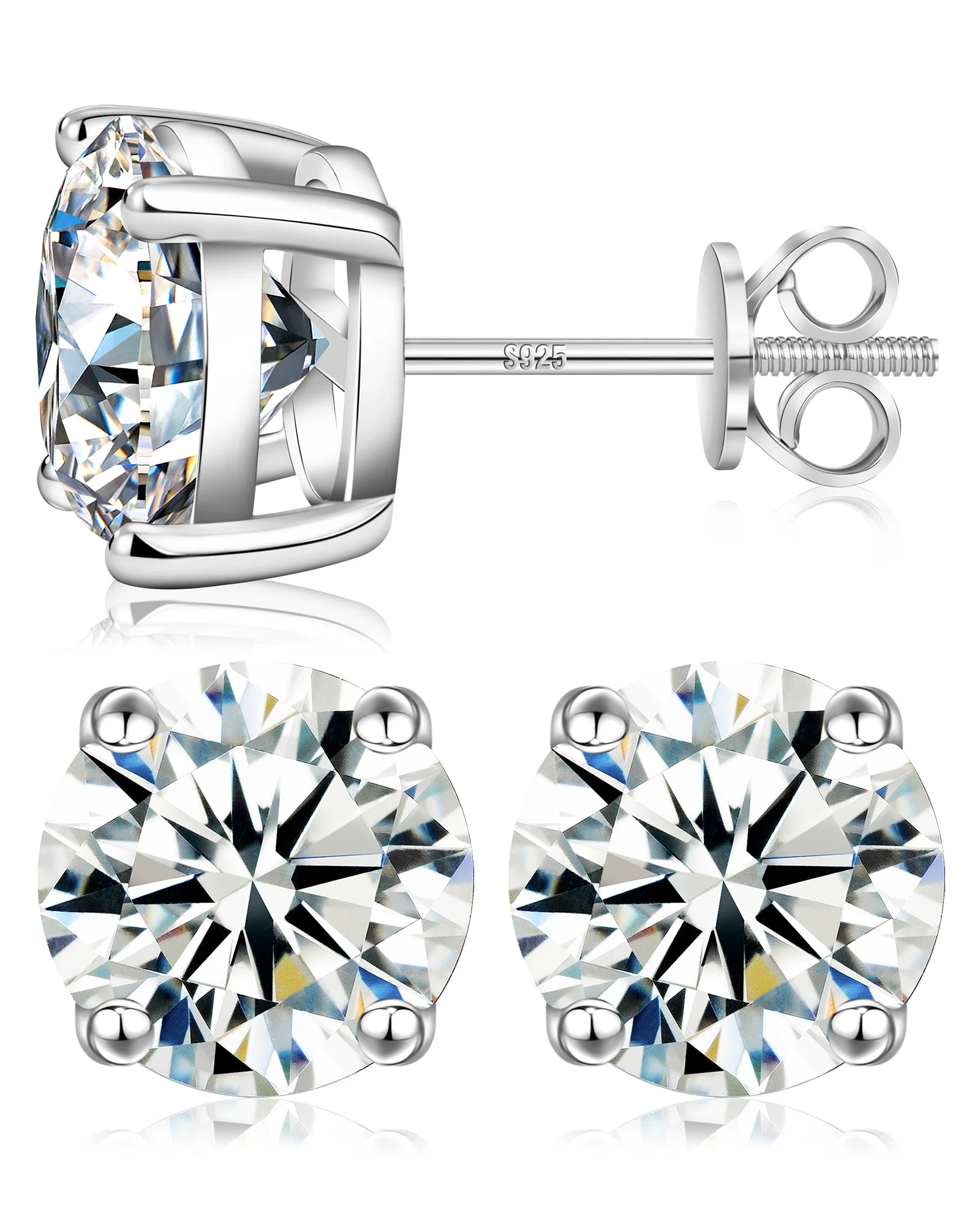USA Warehouse Luxury Jewelry Classic Screw Back Gold 925 Sterling Silver VVS Moissanite Diamond Stud Earrings for Men Women