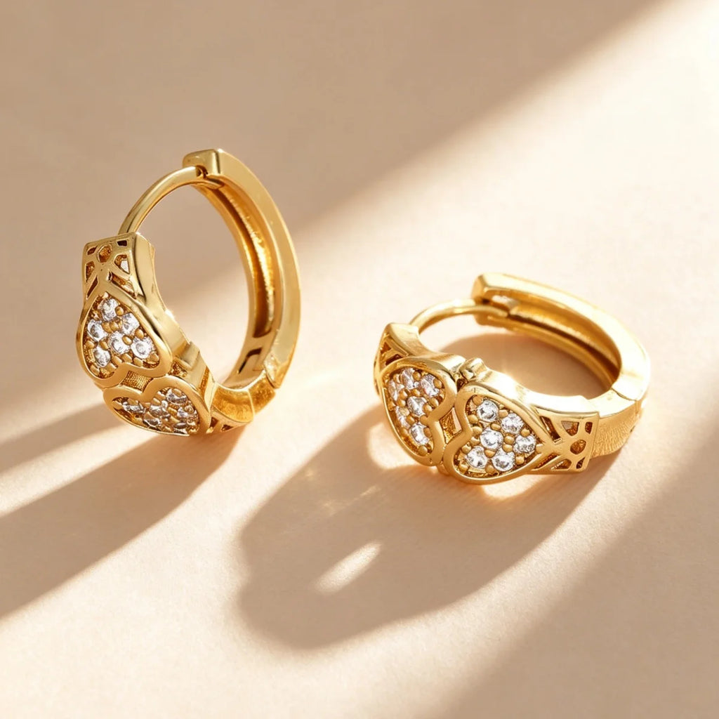 Fashion Trendy Copper Golden Heart Clip-on Earrings High Gloss Daily All-match Jewelry