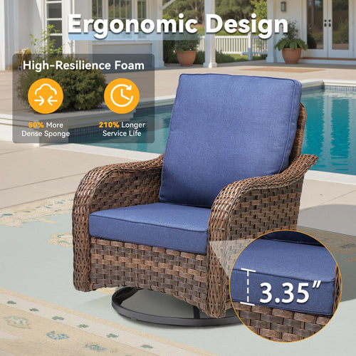 3 Pieces Durable Eco-Friendly Outdoor Furniture Set Swivel Gliders Rocker Wood Patio Bistro Side Table Porch Deck Backyard Hotel