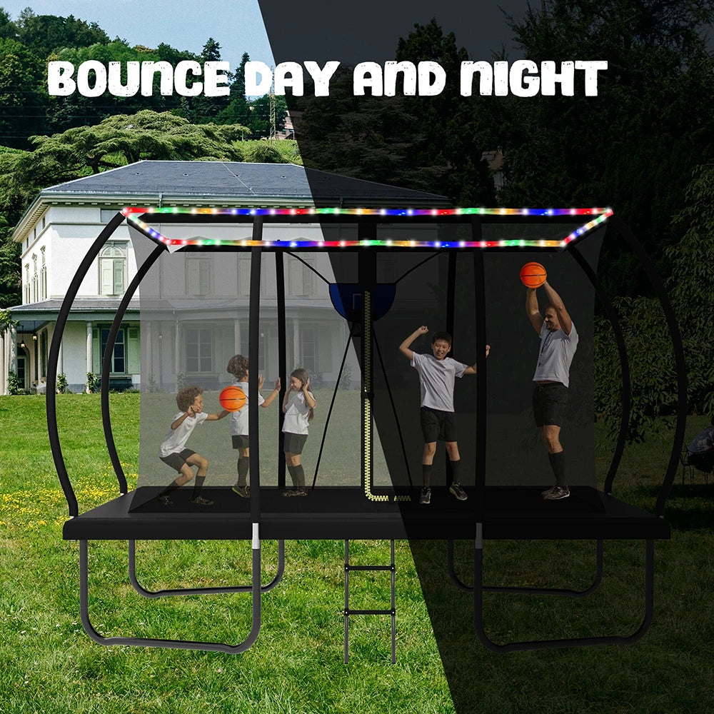 Zoshine 8x12FT Backyard Rectangle Jumping Trampoline Outdoor Garden Trampoline with Full Safety Enclosure