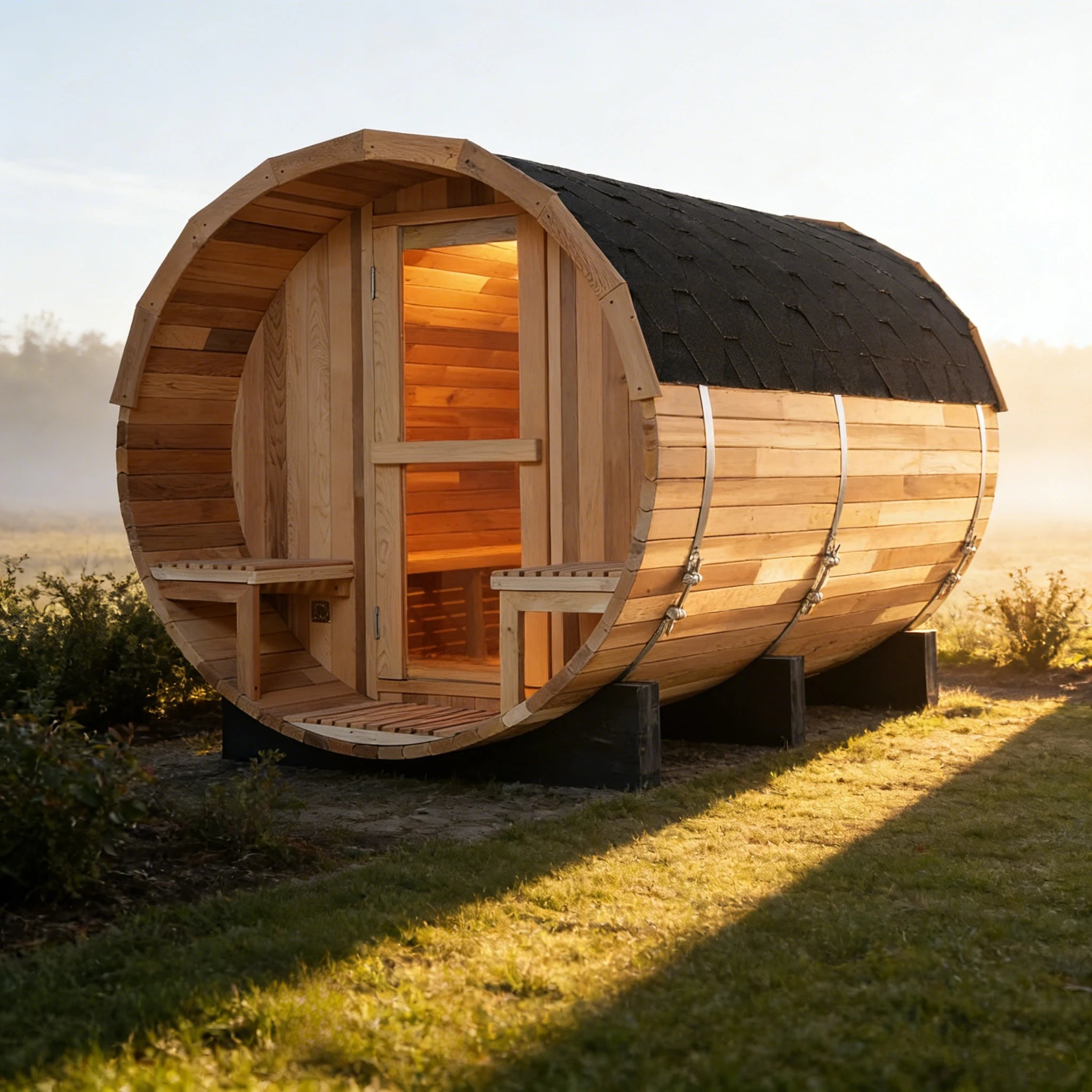 Fast Delivery USA Stock 4-6 People Outdoor Barrel Sauna Sweat Off Stress Traditional Steam Sauna Spa