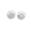 E4636 White Gold Flower Stud Earrings With Round Zircon Claw Setting For Women Wedding Romantic Fashion Jewelry