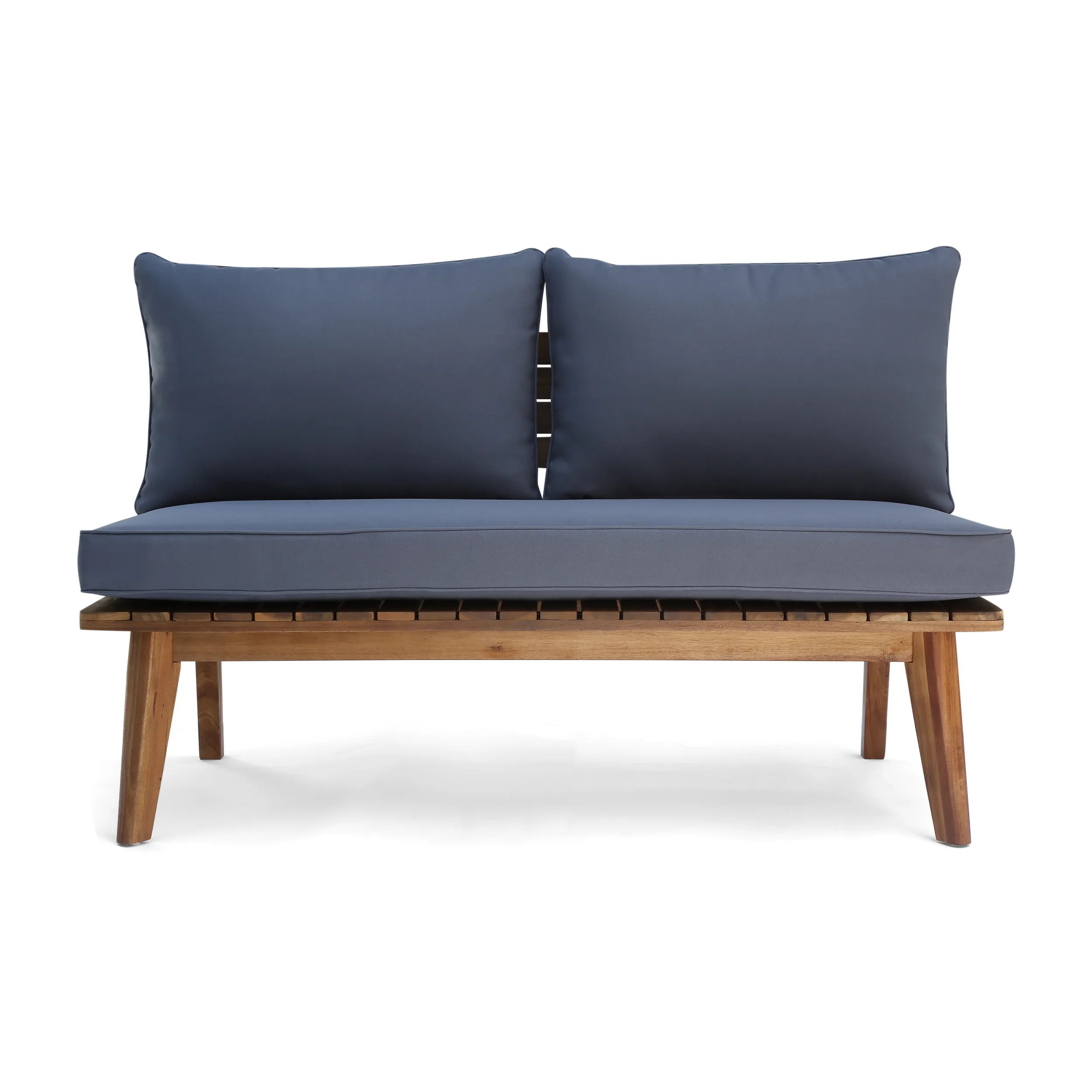 Modern Outdoor Patio Furniture Garden Set Loveseat Solid Wood & Fabric