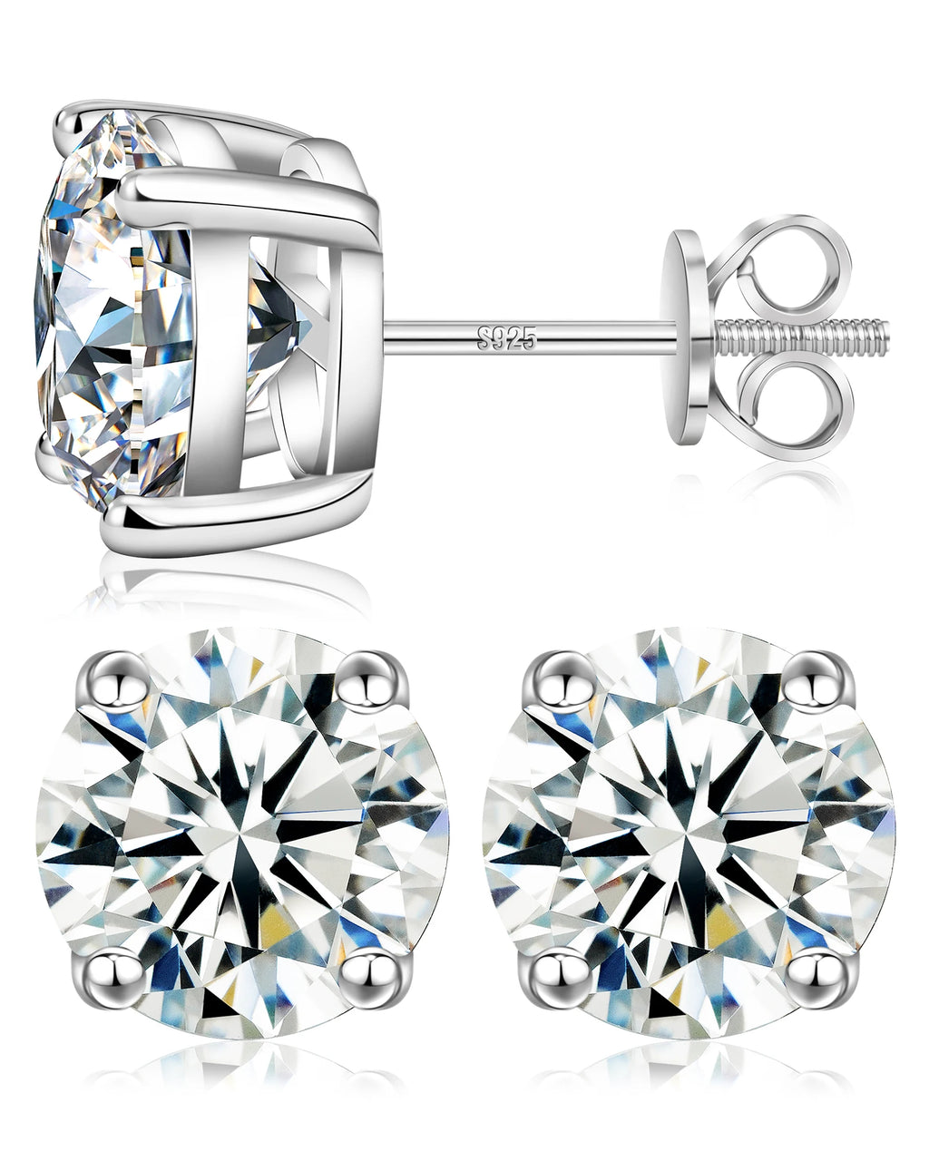 USA Warehouse Luxury Jewelry Classic Screw Back Gold 925 Sterling Silver VVS Moissanite Diamond Stud Earrings for Men Women