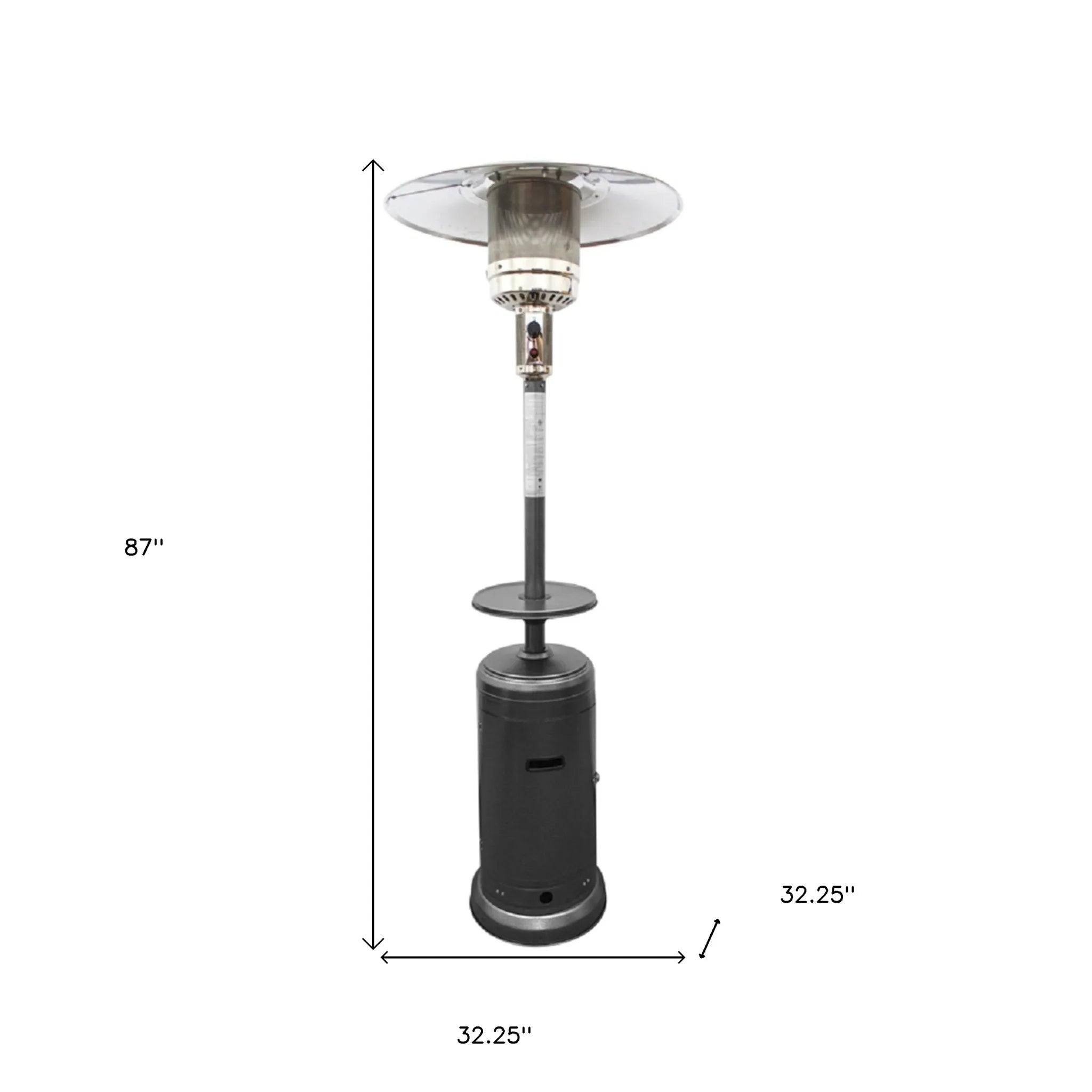 HMS 48000 BTU Silver Steel Propane Patio Heater Outdoor Gas Heater for Winter for Restaurants and Patios