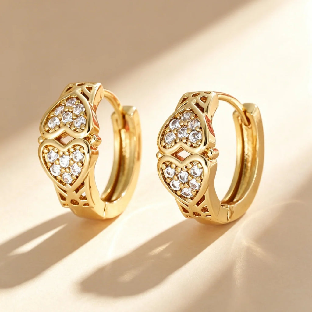 Fashion Trendy Copper Golden Heart Clip-on Earrings High Gloss Daily All-match Jewelry