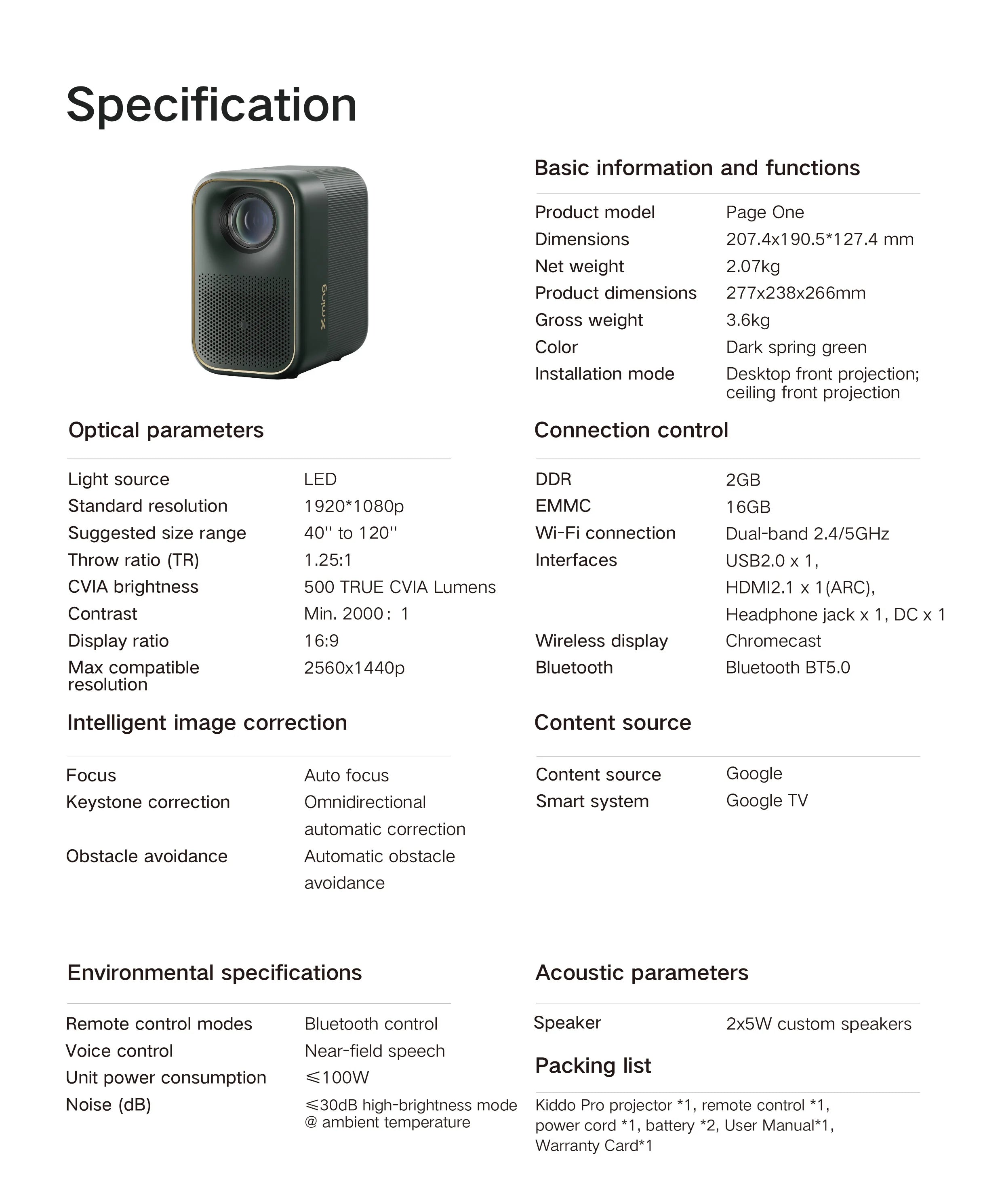Fengmi Formovie Xming Page One Mini Smart Beamer 500CVIA Lumens High Brightness Outdoor Global Version Portable Video Projectors